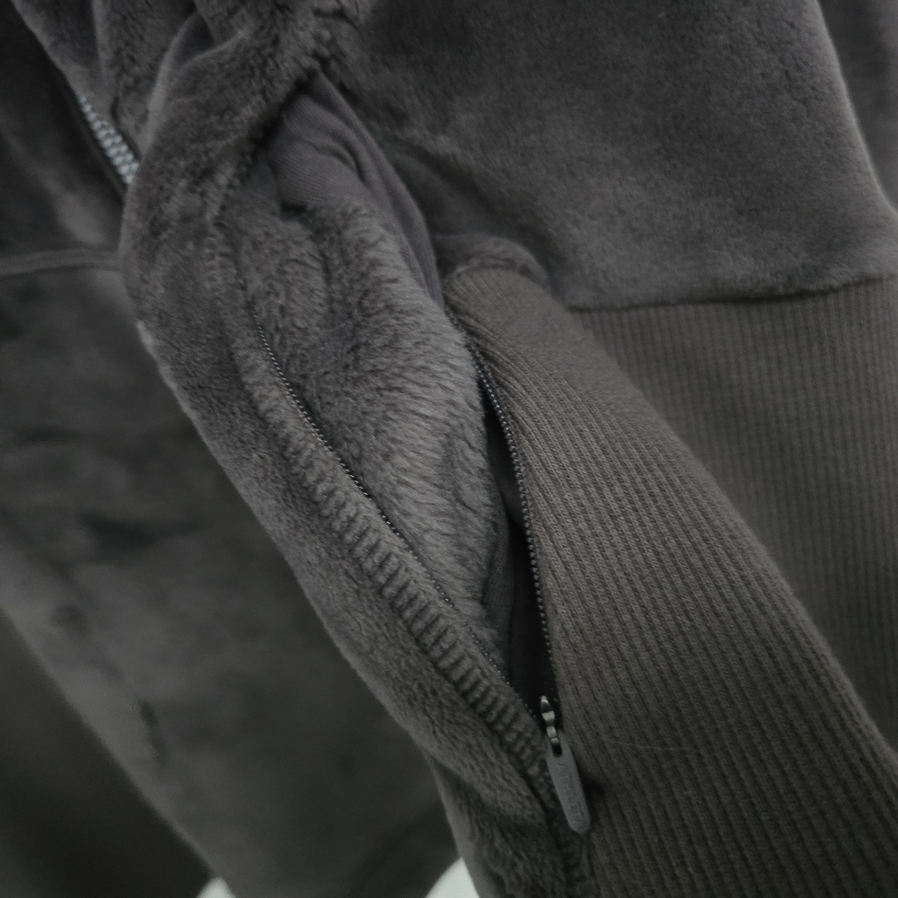 Athleta Cloud Fleece Velour Jacket in Shale Chocolate Brown - Picture 6 of 13